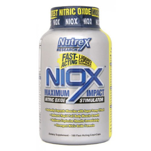 Nutrex NIOX 180 Liqui-Caps Niox — это стимулятор выработки азота комплексного действия. Получение результата от продуктов, стимулирующих выработку окиси азота, напрямую зависит от того, насколько хорошо формула препарата усваивается организмом. Компания Nutrex предлагает вместо обычных таблеток, капсул или порошка совершенно новые чрезвычайно эффективные мультифазные капсулы.