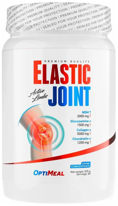 OptiMeal Elastic Joint 375gr ​OptiMeal Elastic Joint 375 грамм (30 порций) — действенное средство, в основе которого находятся только проверенные компоненты. Гидролизованный коллаген, хондроитин, глюкозамин - это лишь малая часть элементов для нормального функционирования суставов. Препарат рекомендован как профессиональным спортсменам, так и новичкам в мире спорта. Кроме этого, его часто используют люди, занимающиеся пешим туризмом и горными восхождениями.