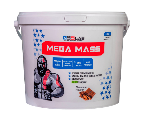 GSS Labs Mega Mass Gainer 5000gr Гейнер GSS Mega Mass - состоит из белков и углеводов – это два основных строительных материала мышечных волокон. Но для набора массы, дневные нормы белков и углеводов возрастают, и с помощью повседневных продуктов питания выполнить норму проблематично.

