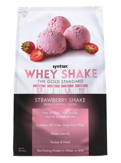 Syntrax Whey Shake 0.9 kg  Whey Shake полностью состоит из чистейшего, полезного для здоровья концентрата неденатурированного («живого») белка молочной сыворотки. Многие другие производители прибегают к разным хитростям, используют дешёвый сывороточный белок, который плохо усваивается, ужасен на вкус и труднорастворим. Или добавляют незначительное количество изолята и гидролизата белка молочной сыворотки, лишь для того, чтобы показать их в составе на этикетке и значительно увеличить стоимость продукта. Whey Shake гарантированно соответствует своему заявленному составу, без труда растворяется, и отличается своим неповторимым изысканным вкусом. Whey Shake превосходит большинство аналогичных продуктов других марок не только в теории, но и на практике. Whey Shake-это 100%-ный концентрат неденатурированного («живого») белка молочной сыворотки. Whey Shake от Syntrax®. Стоит попробовать!