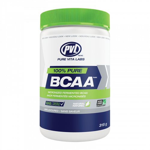 PVL 100% Pure BCAA 315gr ВСАА 100% Pure от компании PVL содержат высококачественные аминокислоты с разветвленной цепью, которые помогают обеспечить поддержку наращивания мышечной массы, а также защищают от использования мышц в качестве топлива. L-лейцин, L-валин и L-изолейцин напрямую связаны с синтезом мышечного белка. Прием BCAA до, во время и после тренировки помогает предотвратить потерю мышечной массы и улучшает восстановление мышц. Эти BCAA вегетарианского происхождения высочайшего качества прошли испытания на 100% в соответствии с фармацевтическими стандартами USP (Фармокопея США) на предмет безопасности, чистоты и эффективности. Они микронизированны для более быстрого и лучшего усвоения.