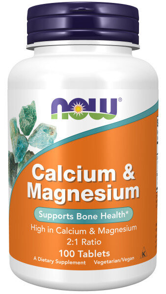 NOW Calcium Magnesium with B-Complex 100 tabs Calcium & Magnesium от NOW Foods сочетает в себе два необходимых микроэлемента в пропорции 2:1 для поддержания нескольких критически важных для работы организма физиологических процессов. Оба минерала необходимы для здоровой мозговой деятельности, работы мышц, нормального функционирования кровеносной системы, а также поддержания правильного водного обмена в организме. Кальций и магний также необходимы для формирования и поддержания здоровой и крепкой костной ткани.