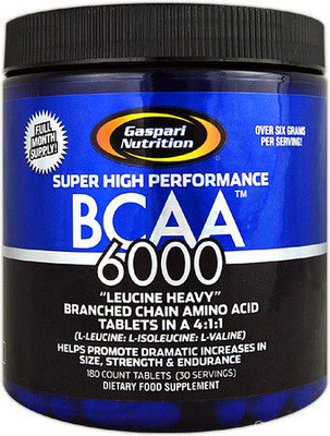 Gaspari Nutrition BCAA 6000 180tab BCAA 6000 - 100% фармацевтического качества аминокислоты с разветвленными боковыми цепочками, которые обеспечивают организм важнейшими питательными веществами.