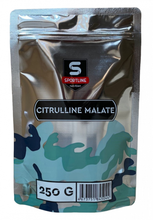 SportLine Citrulline Malate 250gr  ​L-Цитруллин DL-Малат Концентрат для напитка с добавление аминокислоты Citrulline malate (Цитруллин малат). Цитруллин - заменимая аминокислота, которая содержится в некоторых белковых продуктах.