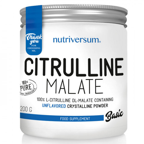 Nutriversum Citrulline Malate 200gr Citrulline Malate от Nutriversum разработан основе одноименной аминокислоты, полученной из натурального сырья и прошедшего многоступенчатую обработку. Никаких сторонних примесей, сахара или красителей. В каждой порции вас ожидает 5 грамм биодоступного цитруллина малата, который быстро усваивается и обладает огромным перечнем биологических эффектов.