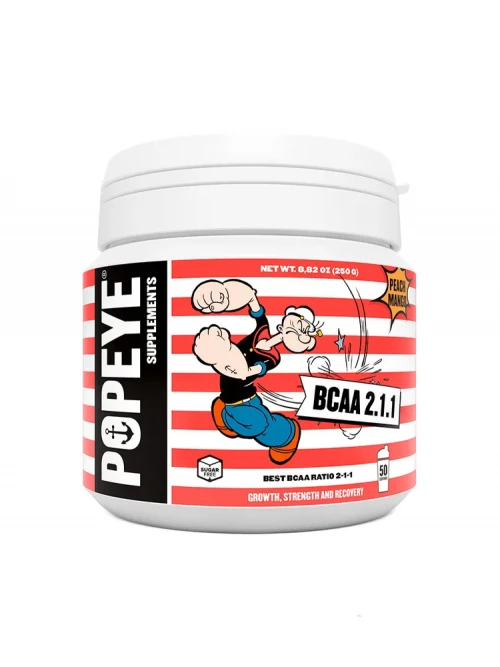 POPEYE BCAA 2:1:1 банка 250гр.  ​Аминокислоты BCAA от POPEYE SUPPLEMENTS - это революционный продукт на российском рынке. Главным преимуществом нашей продукции является то, что производство осуществляется по американским технологиям, с использованием высококачественного зарубежного сырья. Вместе с тем, нам удается сделать продукт доступным, за счет того, что изготавливается он на территории РФ. Комплексный подход к правильному питанию позволит вам максимально быстро достичь поставленных целей в спорте, привести свое тело в идеальную форму и с легкостью поддерживать ее. POPEYE SUPPLEMENTS – это премиальная линейка спортивного питания, гарантия качества которого подтверждена сертификатами.