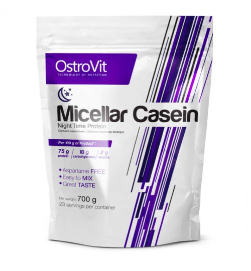 Ostrovit Micellar Casein 700 Micellar Casein от OstroVit с каждой порцией предоставляет организму 21 грамм антикатаболического, медленно усваиваемого протеина из мицеллярного казеина, а также казеината кальция и натрия. Белок из Micellar Casein от OstroVit, попадая в желудочно-кишечный тракт, образует гель, замедляющий процессы пищеварения. Именно это представляет собой основное отличие казеина от сывороточного протеина, так как сыворотка характеризуется быстрым всасыванием и абсорбцией.