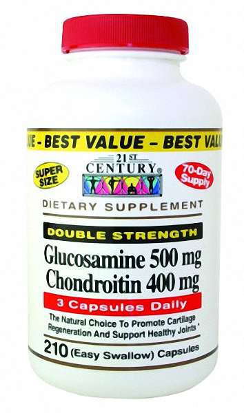 21st Century Glucosamine 500mg &amp; Chondroitin 400mg - Double Strength - 210 Capsules Формула с идеальным соотношением глюкозамина с хондроитином поддержит естественные способности организма к регенерации хрящей и смазки суставов!