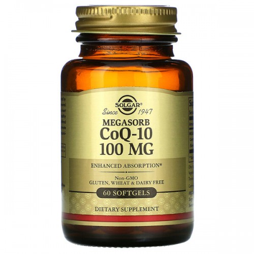 Solgar CoQ10 100mg 60 caps Комплекс Solgar Megasorb CoQ-10 содержит коэнзим Q10. Это мощный антиоксидант, который также защищает организм от преждевременного старения, омолаживает, укрепляет мышцы, улучшает состояние кожи.
