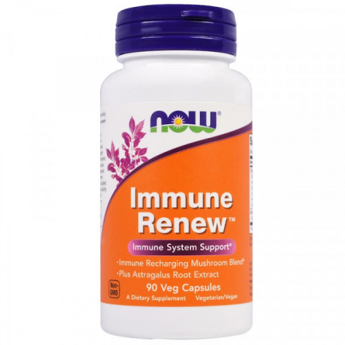 NOW Immune Renew 90 caps NOW Immune Renew является мощным препаратом, поддерживающим иммунную систему, который содержит стандартизированный экстракт астрагала, а также запатентованную смесь мицелий грибов Мешима (Phellinus linteus), Рейши (Ganoderma lucidum), Шиитаке (Lentinula edodes), Майтаке (Grifola frondosa) и др.