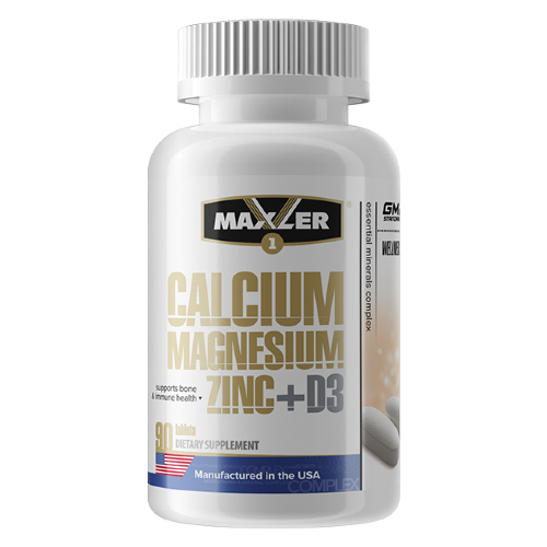  Maxler Calcium Zink Magnesium +D3 90caps Комплекс, который превосходно подходит для здоровья вашего тела, содержит уникальную формулу Calcium Zinc Magnesium. Кальций, необходимый для роста и поддержания здоровья костей и зубов, играет важную роль в сокращении мышц и сердечной функции.